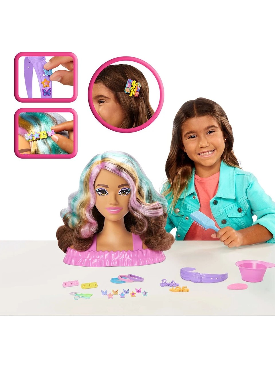 Barbie Saç Tasarım Büstü Kahverengi Saçlı Bebek JFG82